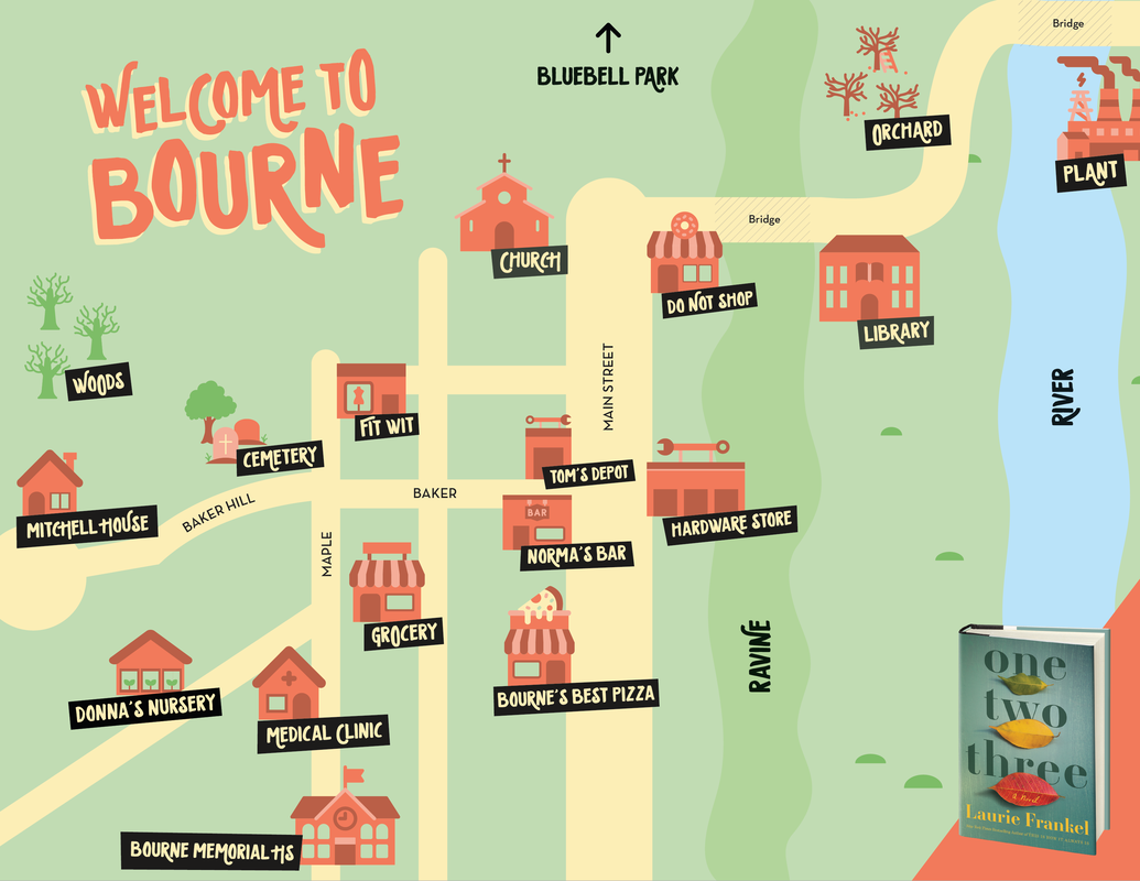 Map of Bourne with some of the town's landmarks